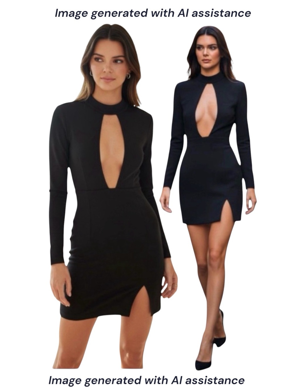 NWT Toby Heart Ginger x Revolve XS black plunge long sleeve mini dress